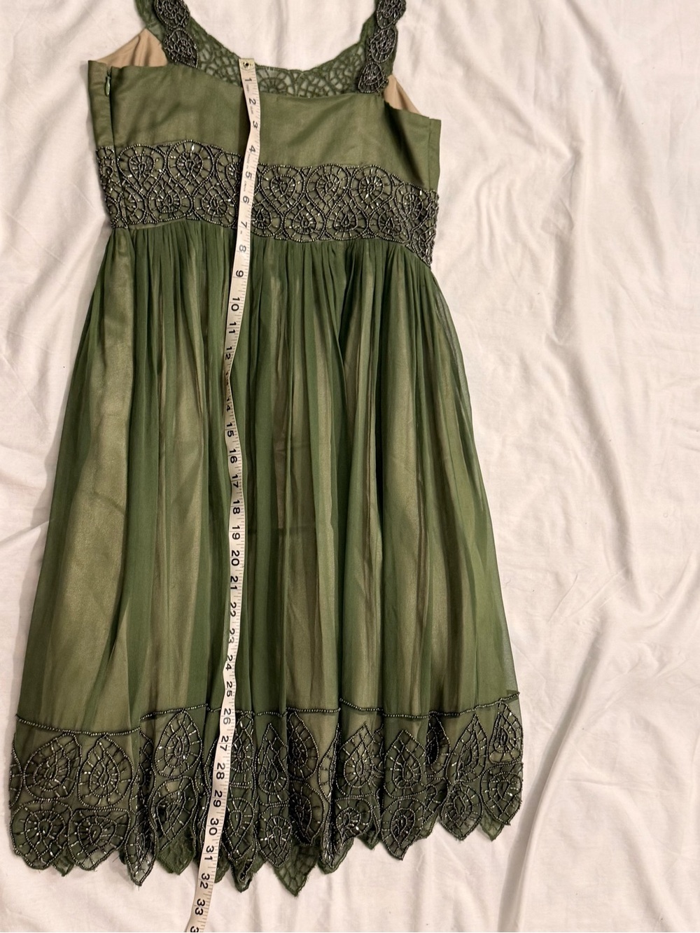 Adrianna Papell Olive Green Embellished Dress NWOT Sz 4 - Picture 9 of 12